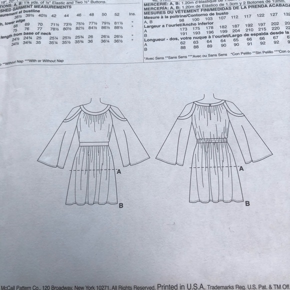 McCalls Pattern M7468 MISSES TUNIC & DRESS Sz 6-14 Nicole Miller Bare Shoulders - Picture 8 of 8